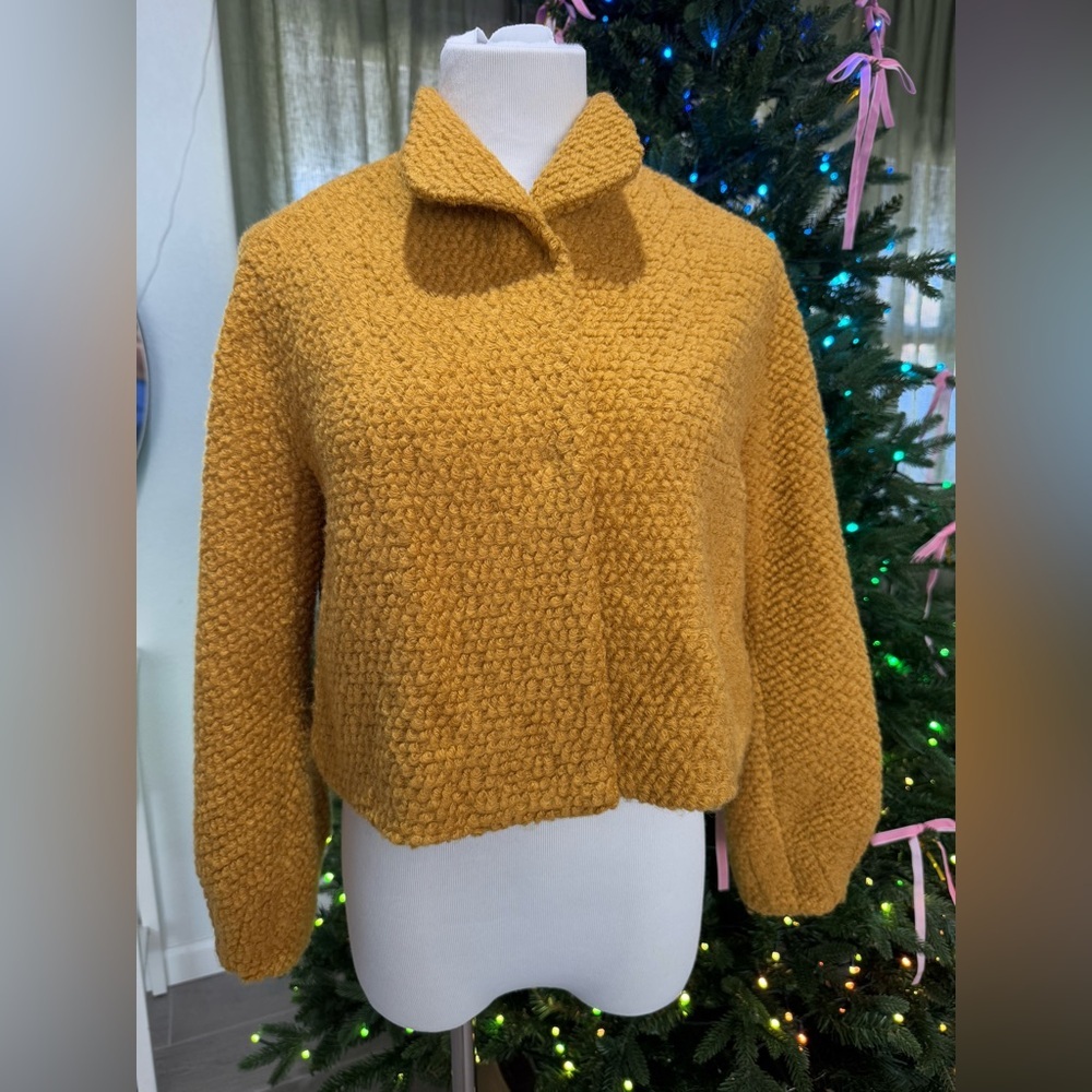 RAOUL Mustard Textured Women's Cropped Wool Jacket S